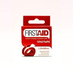 Пластырь Firstaid медицинский фиксирующий на тканевой основе р. 1.25смх500см 1 шт.